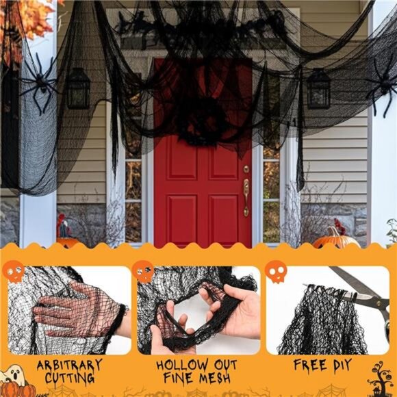 5pcs Halloween Black Creepy Cloth 30×80 Inch - Halloween Decor Spooky Haunted - Picture 5 of 8